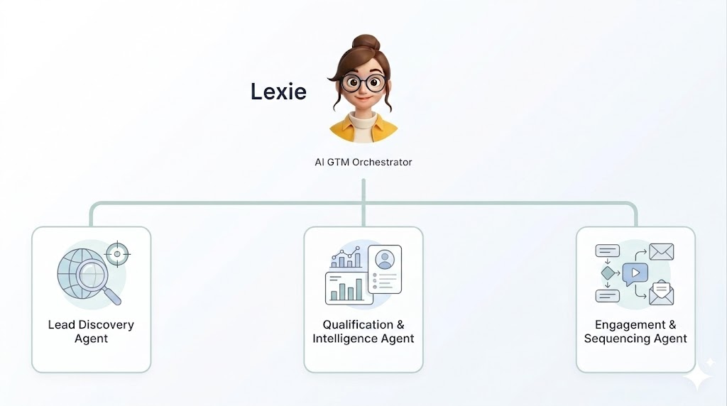 Lexie, under your supervision, creates an org chart of agents for your GTM